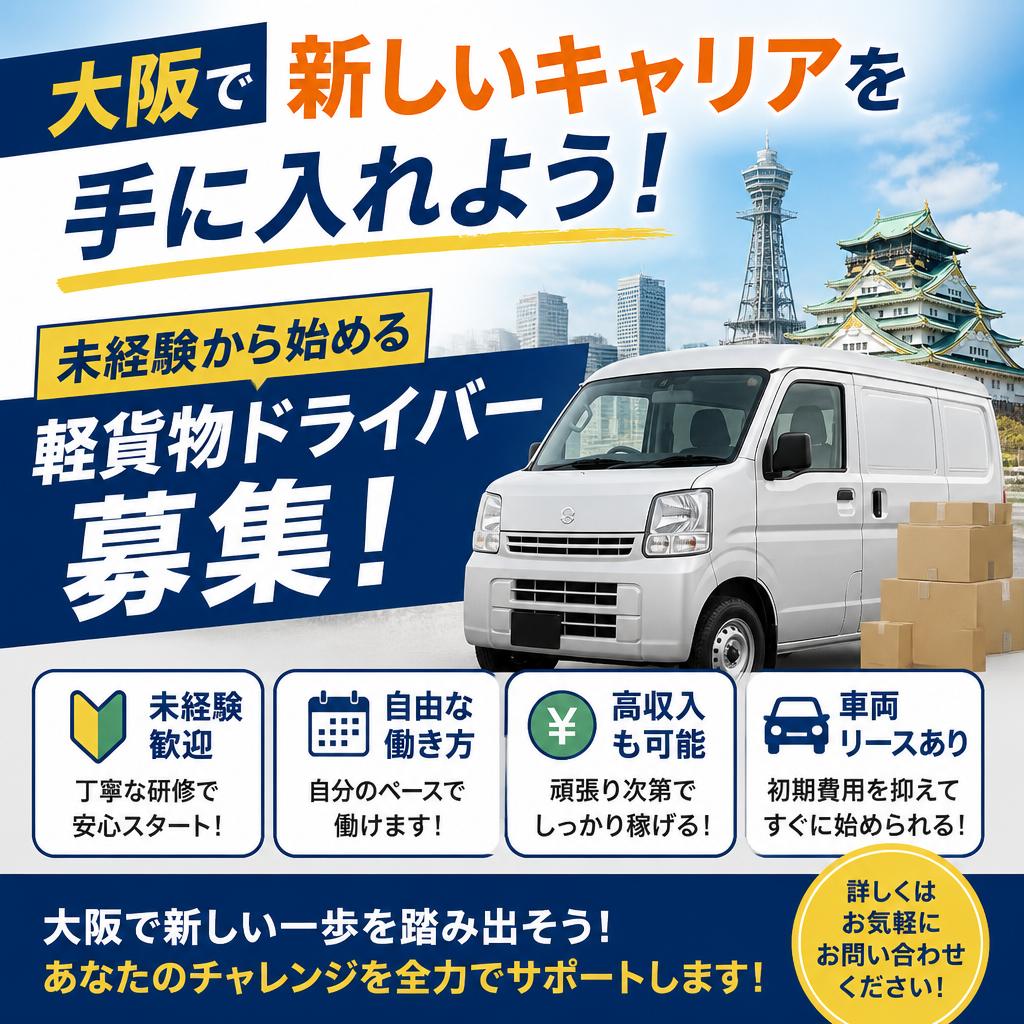 大阪で新しいキャリアを手に入れよう！未経験から始める軽貨物ドライバー募集