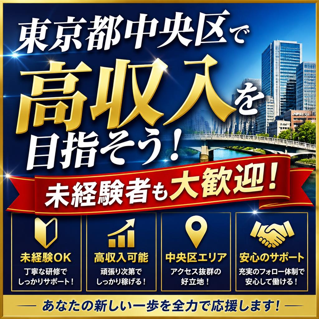 東京都中央区で高収入を目指そう！未経験者も大歓迎！