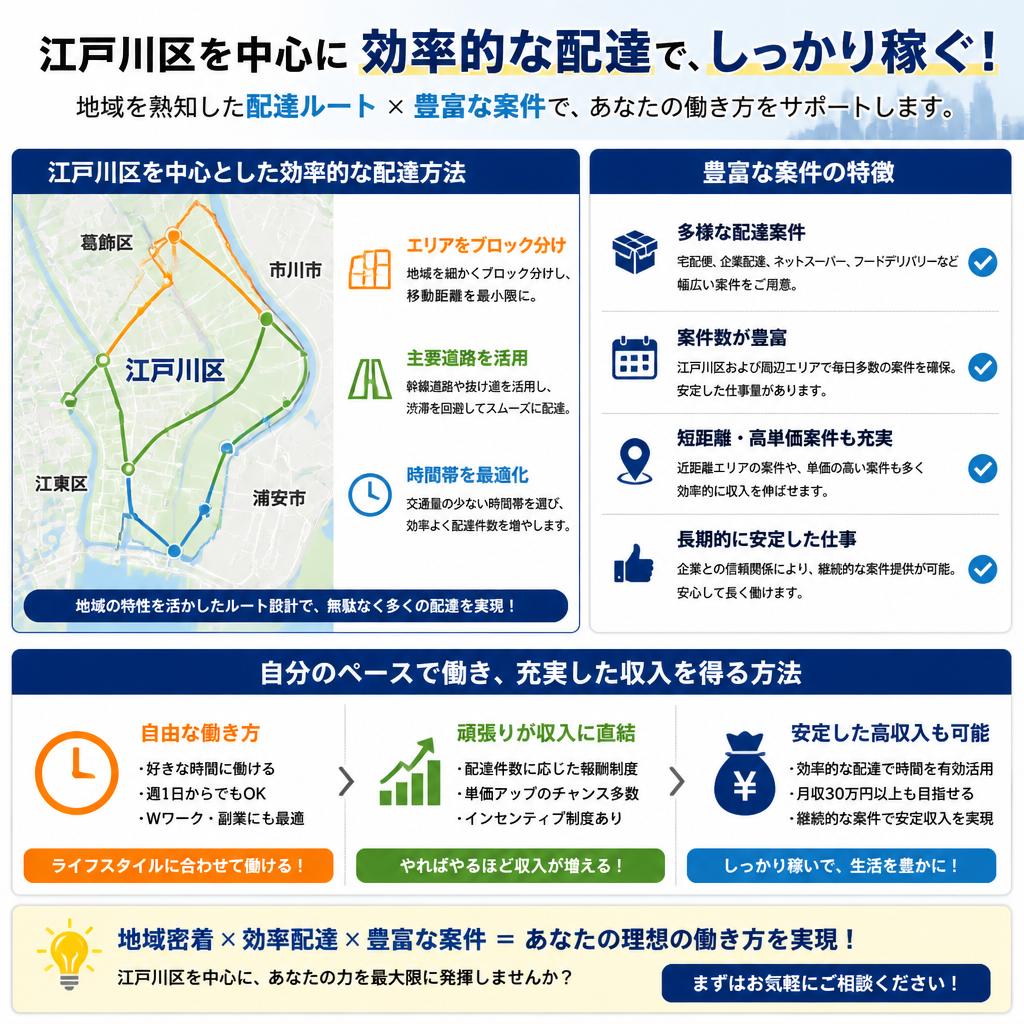 効率的な配達と豊富な案件