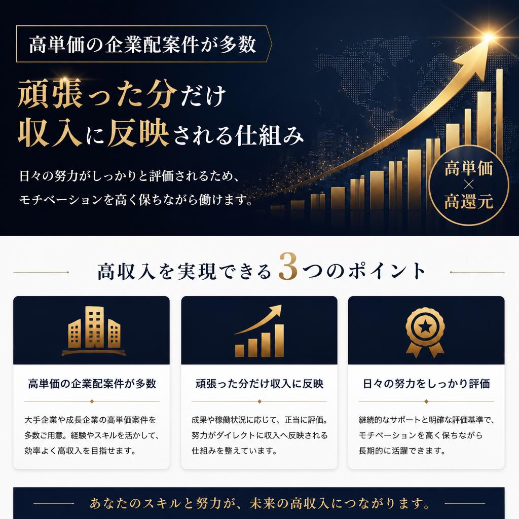 高単価の企業配案件でしっかり稼ぐチャンス